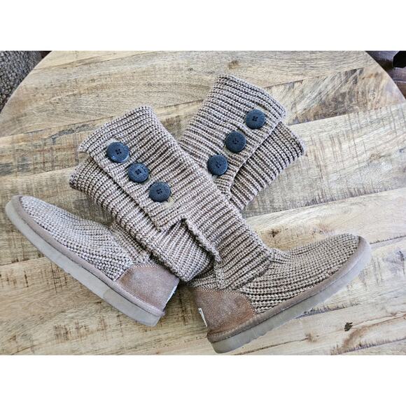 UGG Australia Shoes - Ugg Classic Cardy Knee Calf Sweater Boots Slip On Women's Size 6 Beige